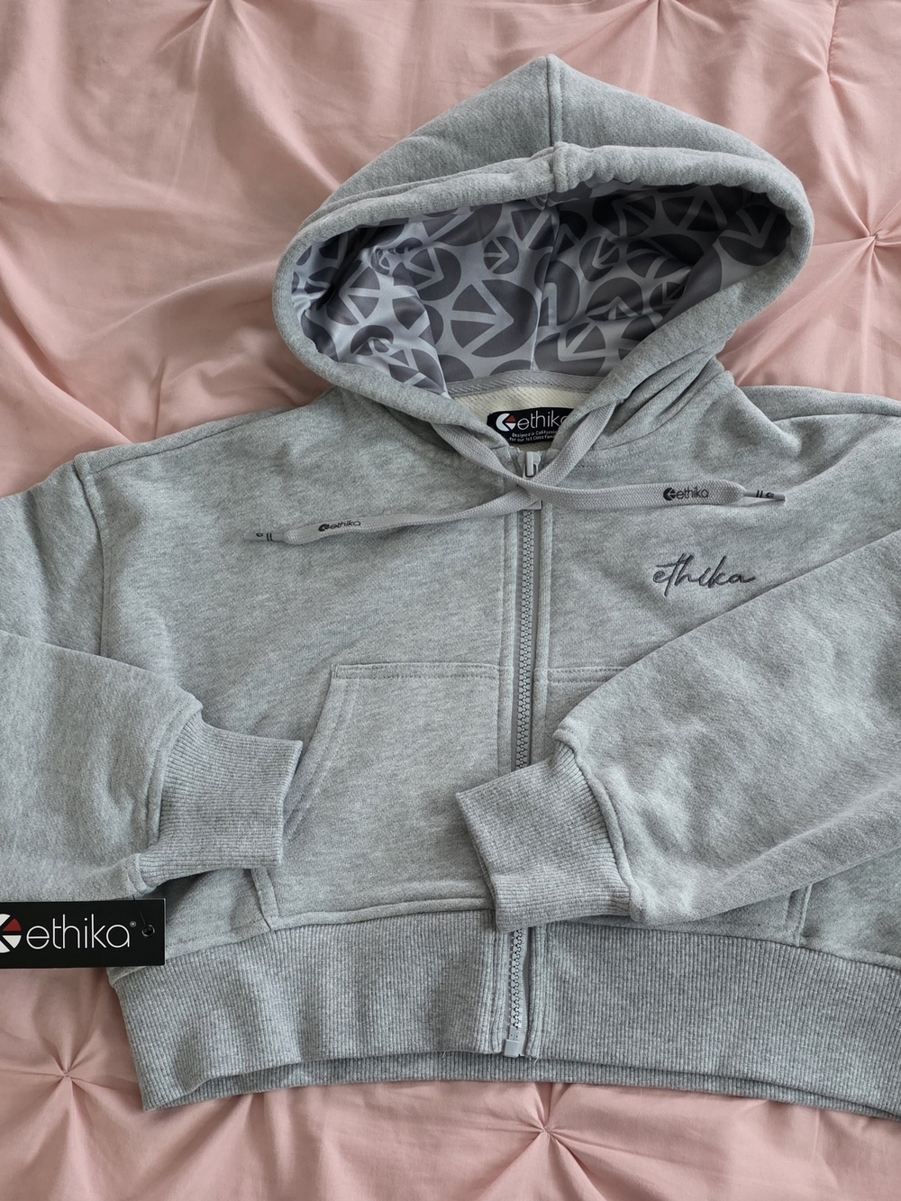 ethika Grey Zip-Up Hoodie with Logo